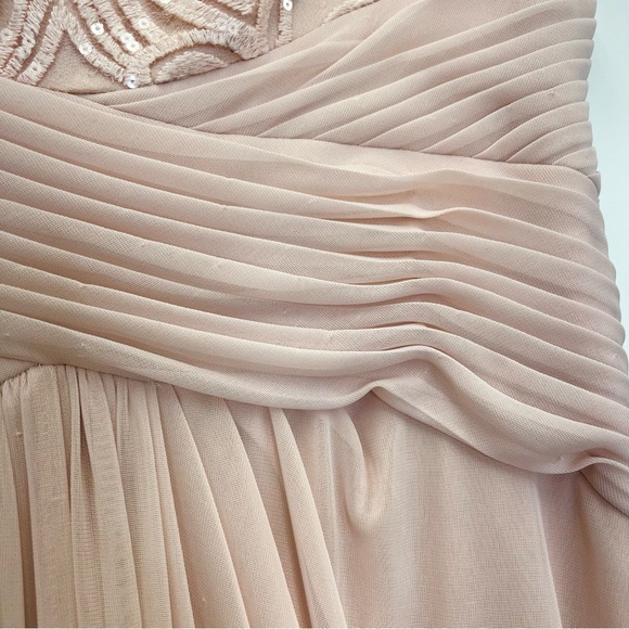 Adrianna Papel Off Shoulder Sequins Tulle Dress Size 8 Blush Pink Party Gown - Picture 9 of 16
